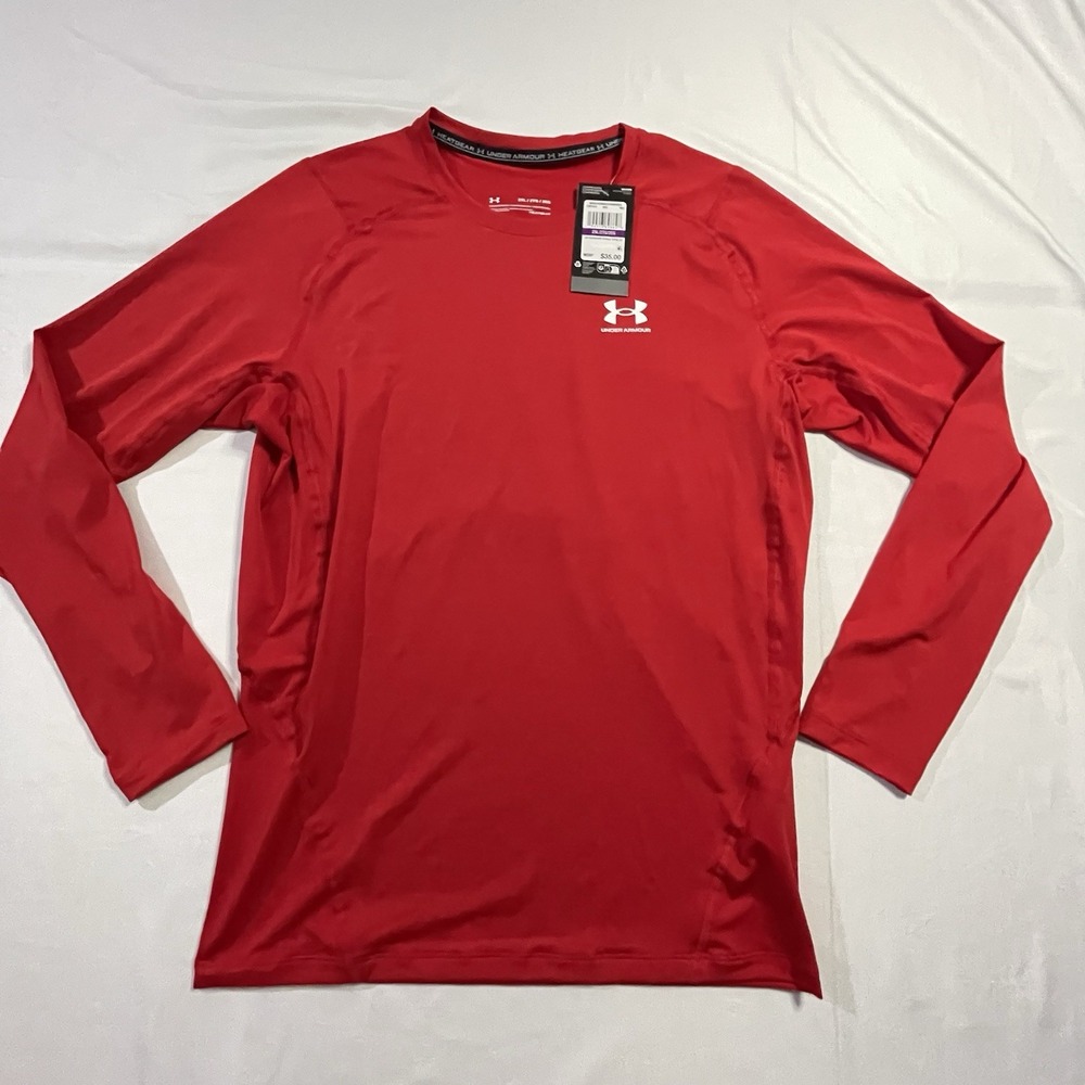 Under Armour HeatGear Compression Long Sleeve Men's XXL 2XL Red Shirt